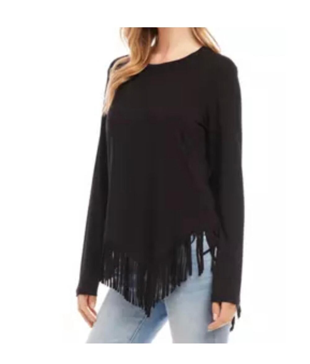 Karen Kane angled hem fringe long sleeve top NWT size Large